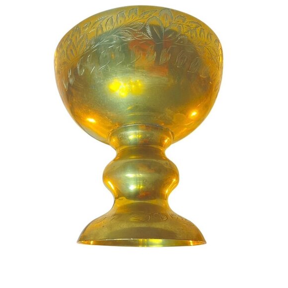 Vintage Brass Pedestal Bowl  Footed Dish Compote India 300A Unpolished As Found - Picture 4 of 6